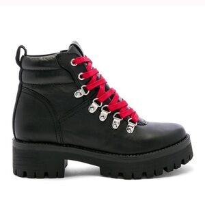 Steve Madden Buzzer Lace-Up Leather Hiker Boot with Red Laces
